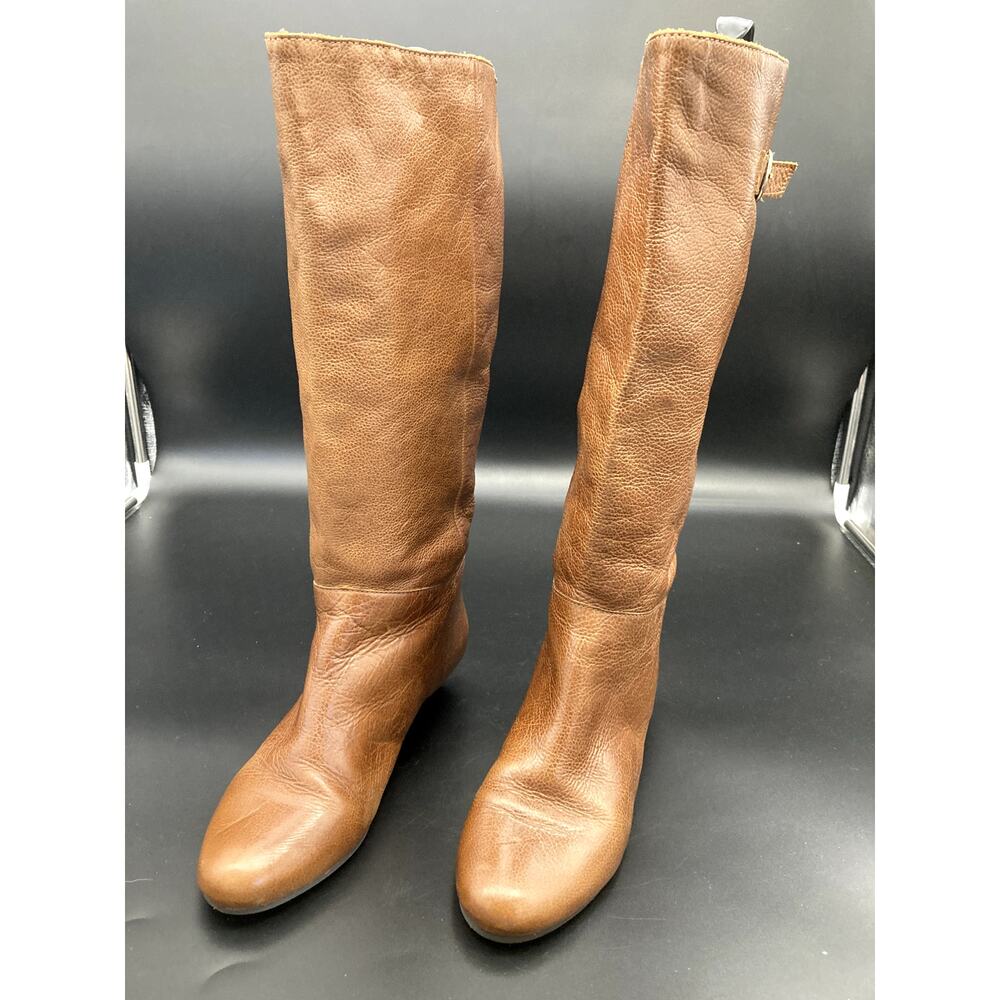 Steven New York Brown Full-Grain Leather Fashion Boots, Women's Size 8.5M/EUR 39